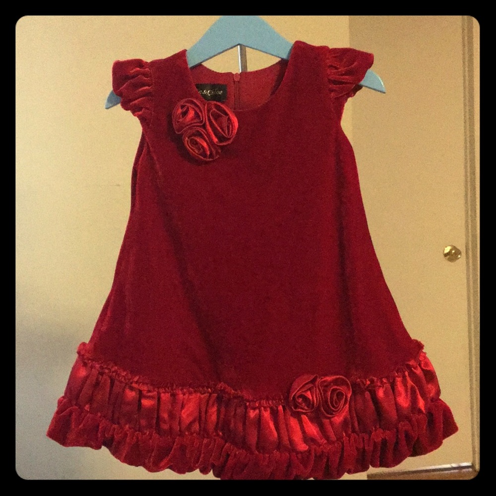 Isobelle&Chloe dark red velvet dress 2T